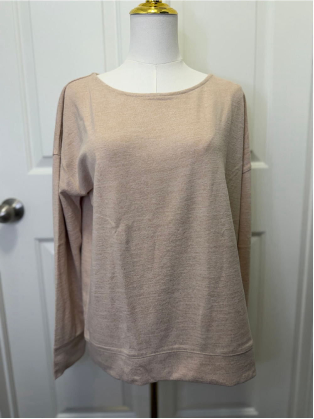 Haven Well Within Boat Neck Knit Pullover Sweater Large Beige Soft Lounge Top NW